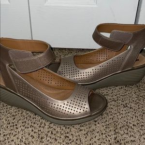 Clarks Bronze Wedge Sandal